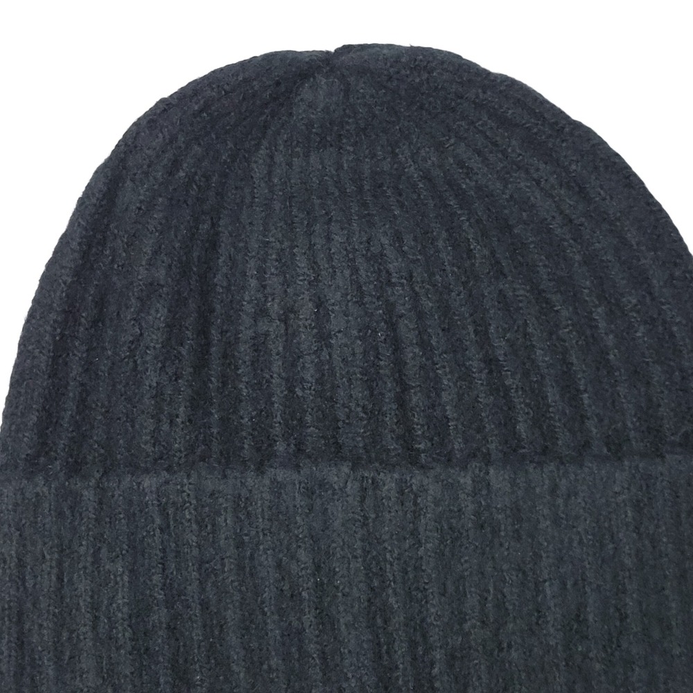 Madewell Beanie Hat Womens One Size Black Ribbed Cuffed Cotton Merino Wool Blend - Picture 2 of 6